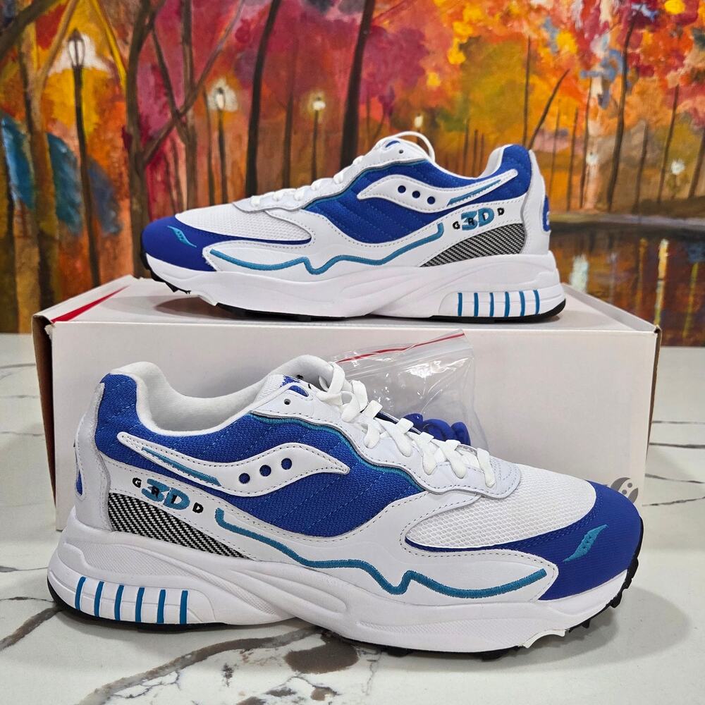 Saucony Grid 3D Hurricane White Royal Size 9.5 Men's Running Shoes S70646-2